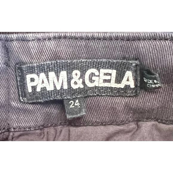 Pam & Gela Step Hem Double White Stripe Phantom Jeans Size 24 - Picture 9 of 9